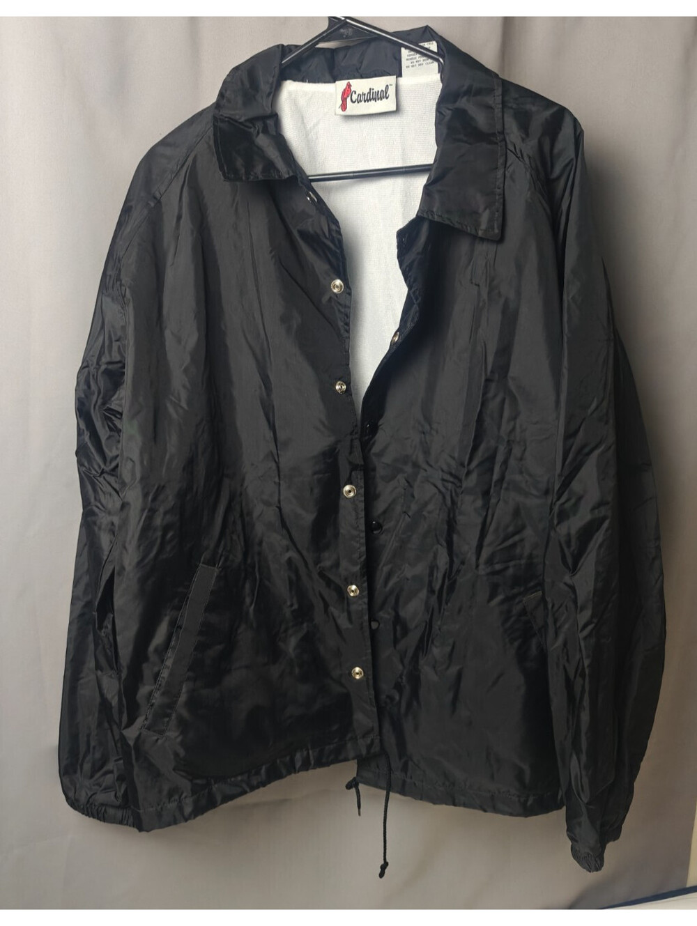 VTG Cardinal Black Jacket Windbreaker Size XXL
